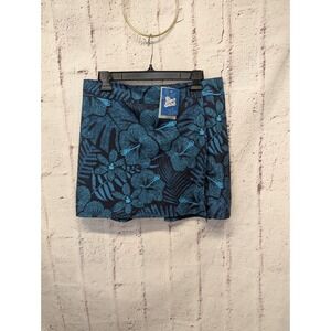 RipSkirt Hawaii Skirt‎ Womens M Blue Floral Hibiscus Wrap Maui Moonlight New